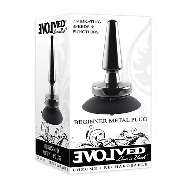 Evolved Beginner Vibrating Rechargeable Metal Plug - Black - Anal Products