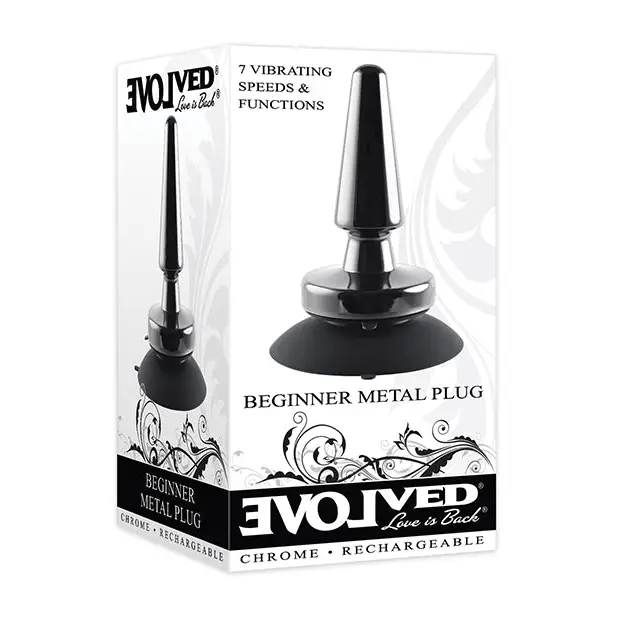 Evolved Beginner Vibrating Rechargeable Metal Plug - Black - Anal Products