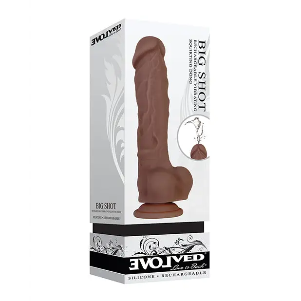 Evolved Big Shot Vibrating & Squirting Dong - Brown - Dongs & Dildos