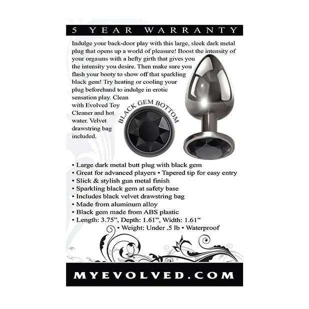 Evolved Black Gem Anal Plug - Large - Anal Products