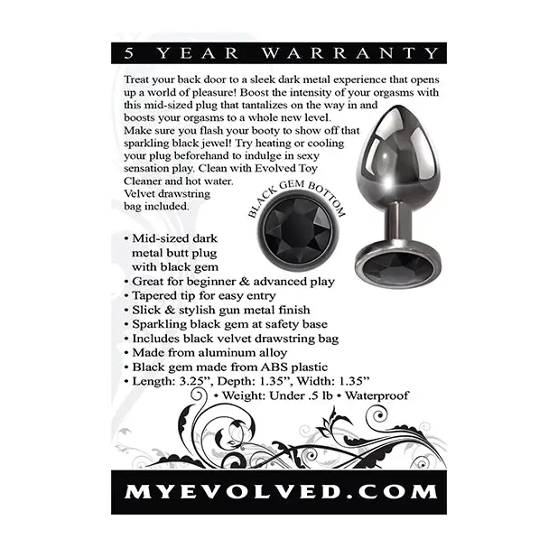 Evolved Black Gem Anal Plug - Medium - Anal Products