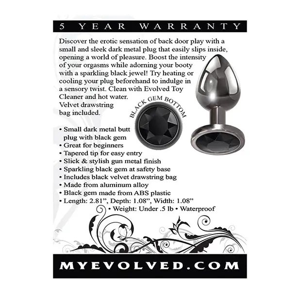 Evolved Black Gem Anal Plug - Small - Anal Products