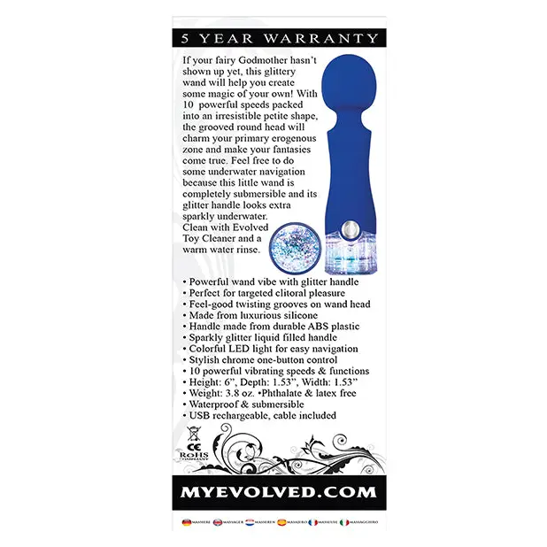 Evolved Dazzle Rechargeable Wand - Blue - Massage Products
