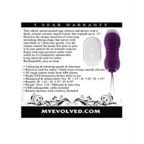 Evolved Eager Egg Vibrating & Thrusting Egg w/Remote - Purple - Stimulators