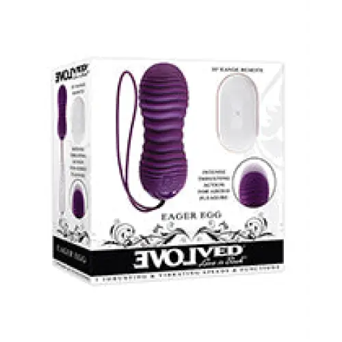 Evolved Eager Egg Vibrating & Thrusting Egg w/Remote - Purple - Stimulators