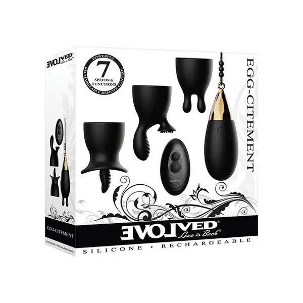 Evolved Egg Citement Rechargeable Bullet - Black/Gold - Stimulators