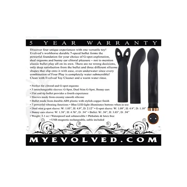 Evolved Four Play Kit - Black/Rose Gold - Vibrators