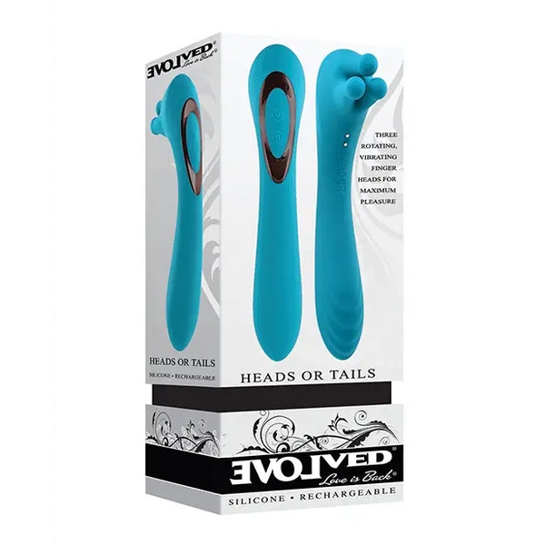 Evolved Heads or Tails Rechargeable Vibrator - Teal - Stimulators