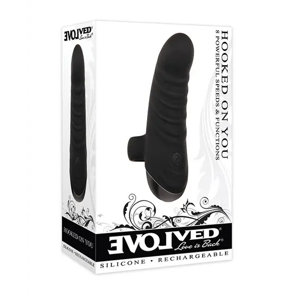 Evolved Hooked on You Curved Finger Vibrator - Black - Vibrators