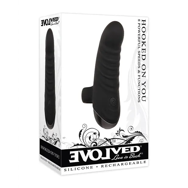 Evolved Hooked on You Curved Finger Vibrator - Black - Vibrators