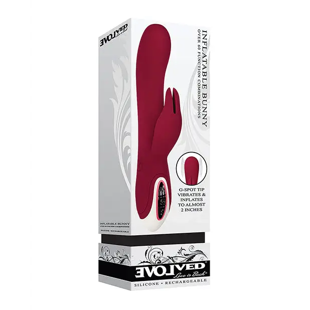 Evolved Inflatable Bunny Dual Stim Rechargeable - Burgundy - Vibrators