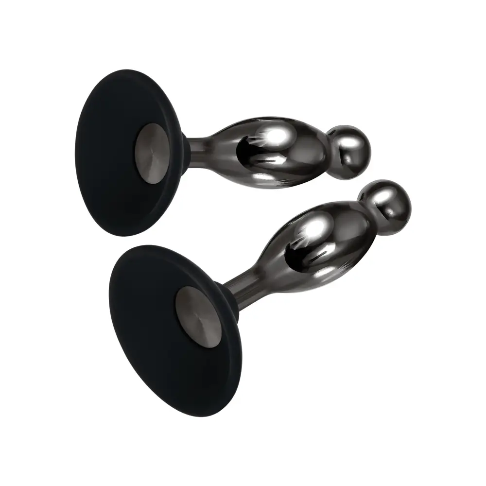 Evolved Joy Sticks 2 pc Plug Set - Black/Chrome - Anal Products