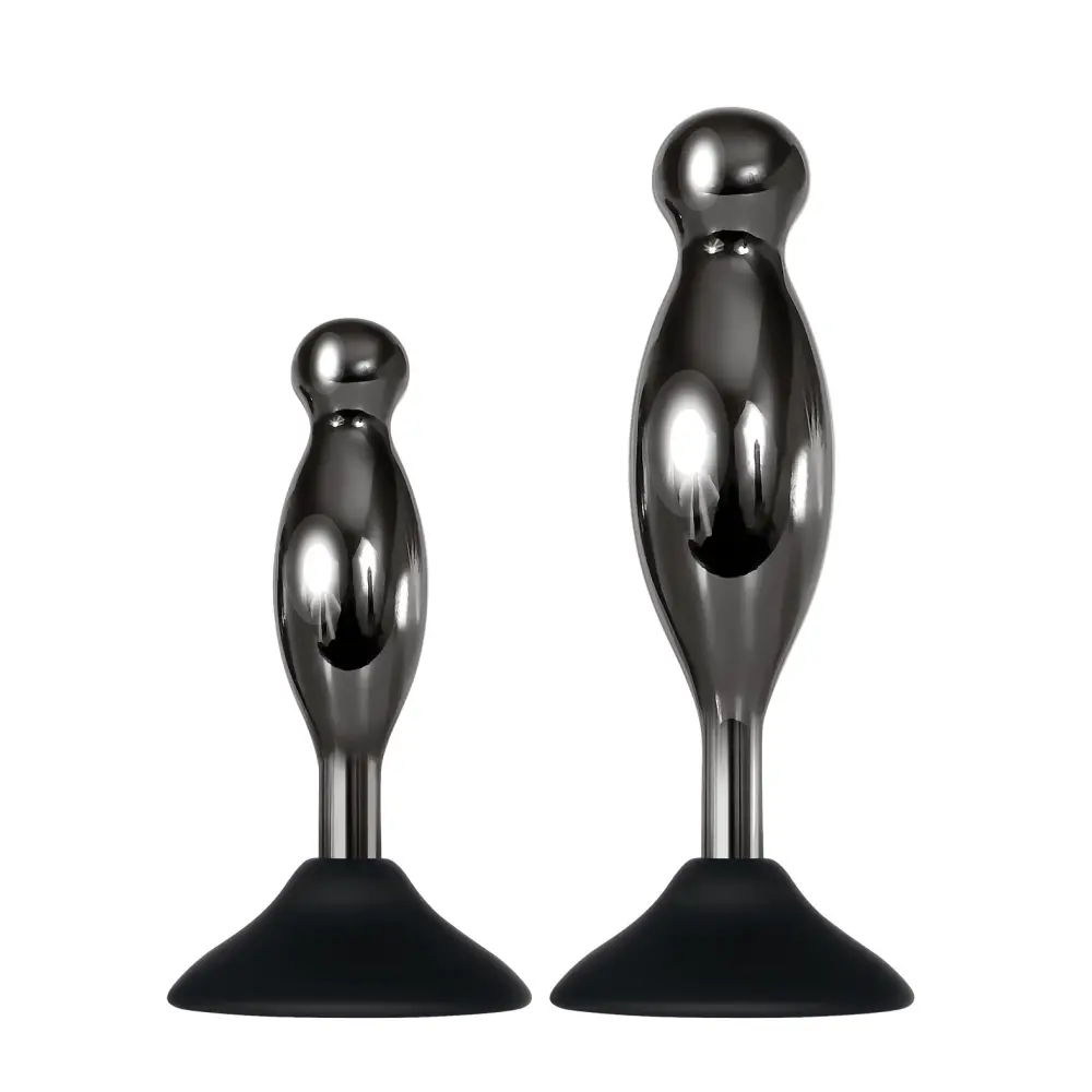 Evolved Joy Sticks 2 pc Plug Set - Black/Chrome - Anal Products