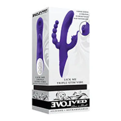 Evolved Lick Me Triple Stim Vibe - Purple - Vibrators