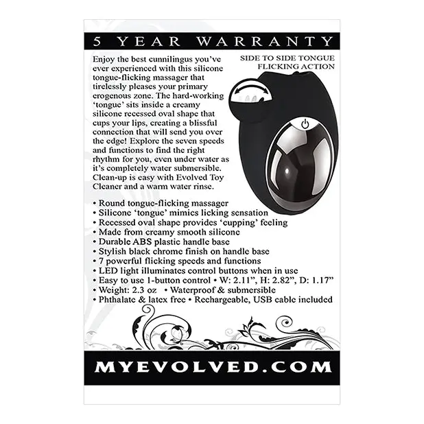 Evolved Lickity Slit Oral Massager - Black - Stimulators