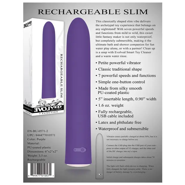 Evolved Love is Back Rechargeable Slim - Purple - Vibrators