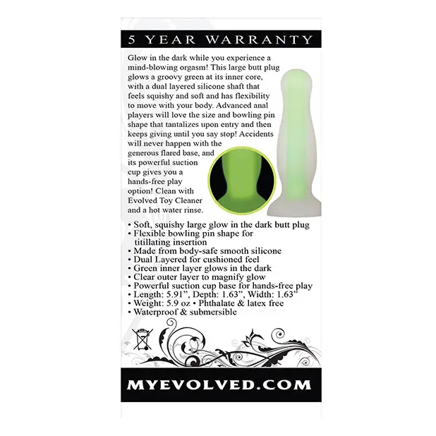 Evolved Luminous Anal Plug Large - Green - Anal Products
