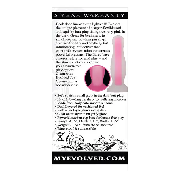 Evolved Luminous Plug Small - Pink - Anal Products
