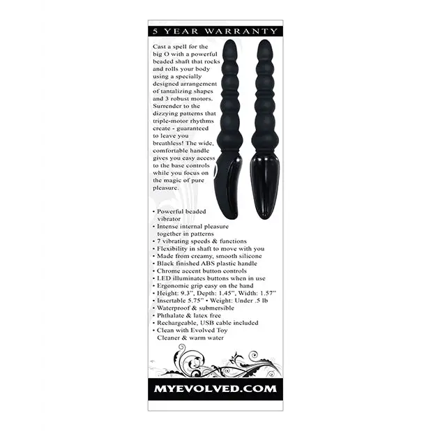 Evolved Magic Stick Beaded Vibrator - Black - Anal Products