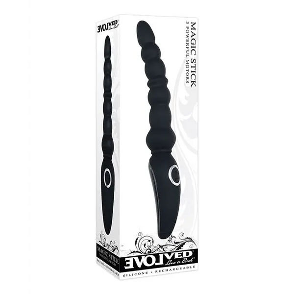Evolved Magic Stick Beaded Vibrator - Black - Anal Products