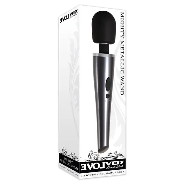 Evolved Mighty Metallic Wand - Gray/Black - Massage Products