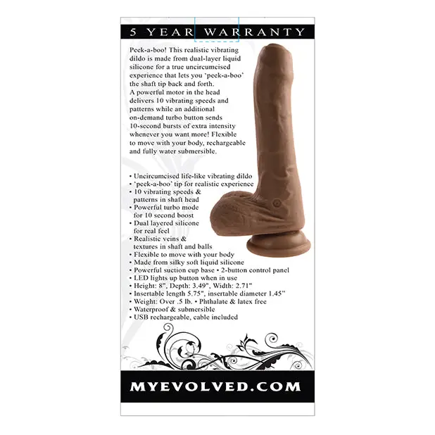 Evolved Peek A Boo Vibrating Dildo - Dark - Dongs & Dildos