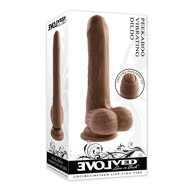 Evolved Peek A Boo Vibrating Dildo - Dark - Dongs & Dildos