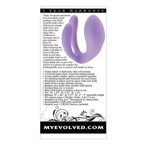 Evolved Petite Tickler Mini Vibe w/Remote - Purple - Stimulators