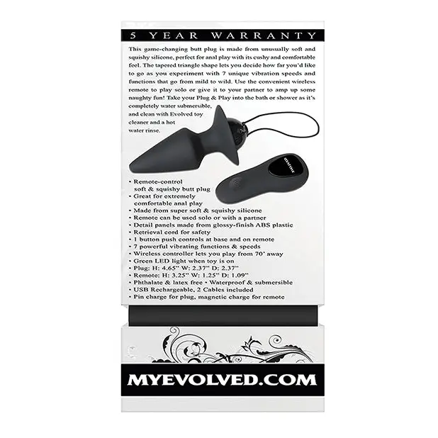 Evolved Plug & Play Remote Anal Plug - Black - Anal Products