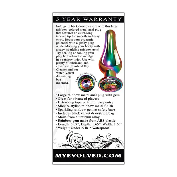 Evolved Rainbow Metal Plug - Large - Anal Products