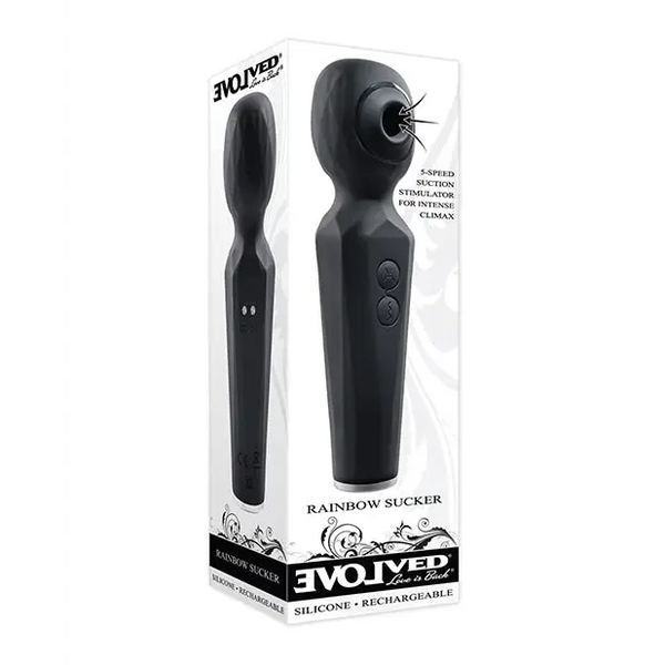 Evolved Rainbow Sucker Wand - Black - Massage Products