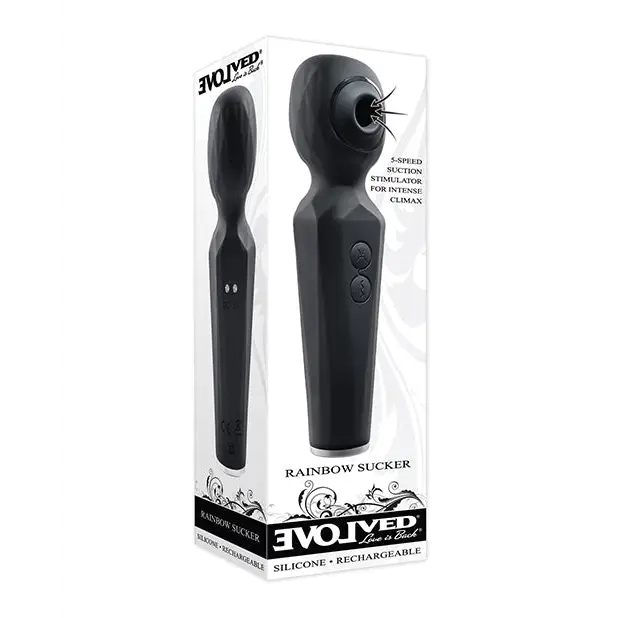 Evolved Rainbow Sucker Wand - Black - Massage Products