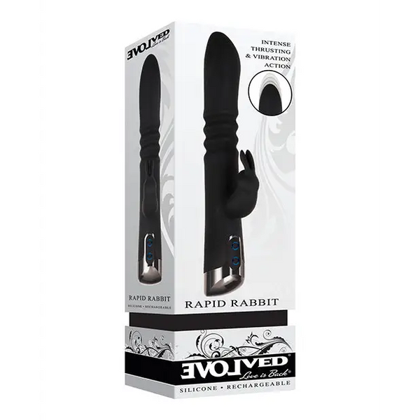 Evolved Rapid Rabbit Thrusting Dual Vibe - Black - Vibrators