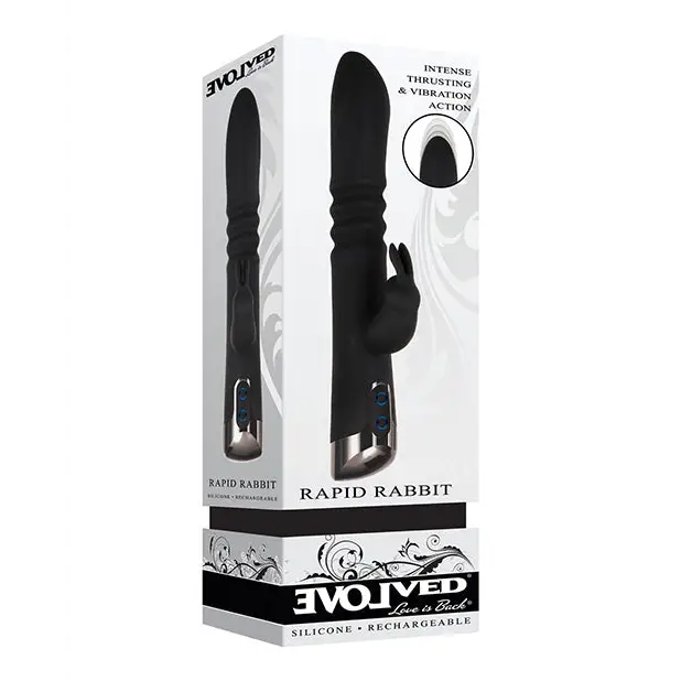 Evolved Rapid Rabbit Thrusting Dual Vibe - Black - Vibrators