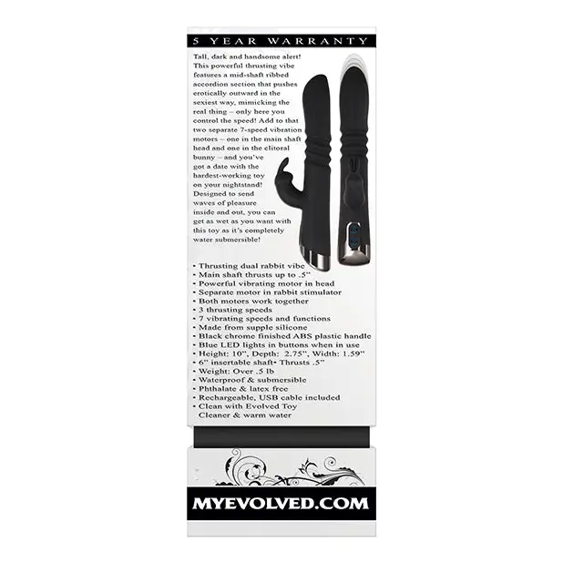 Evolved Rapid Rabbit Thrusting Dual Vibe - Black - Vibrators