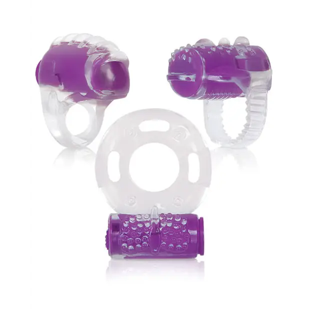 Evolved Ring True Unique Pleasure Rings Kit - 3 Pack Clear/Purple - Stimulators