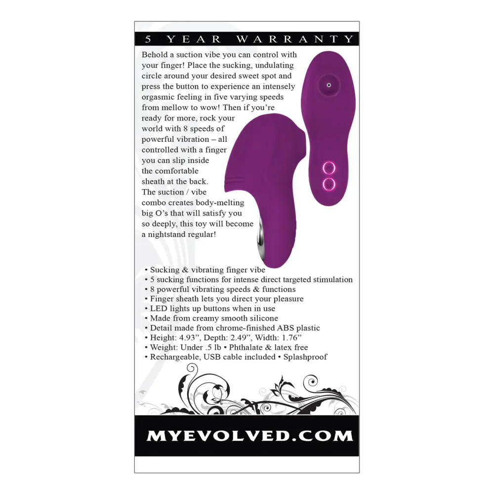 Evolved Sucker For You Finger Vibe - Purple - Stimulators