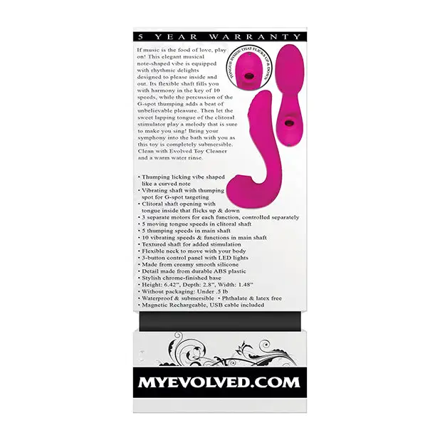Evolved The Note Thumping Licking Vibe- Pink - Vibrators