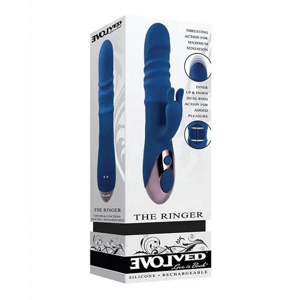 Evolved The Ringer Rechargeable Thrusting Rabbit - Blue - Vibrators