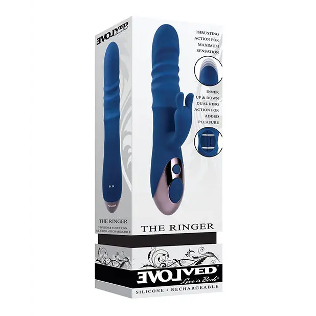 Evolved The Ringer Rechargeable Thrusting Rabbit - Blue - Vibrators