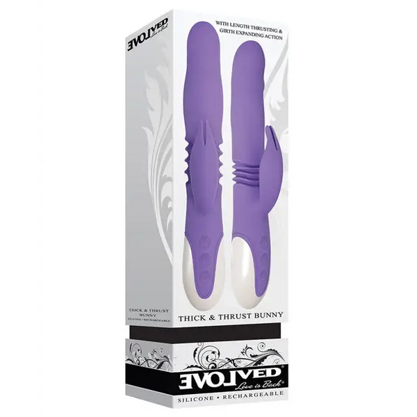 Evolved Thick & Thrust Bunny Dual Stim Rechargeable - Purple - Vibrators