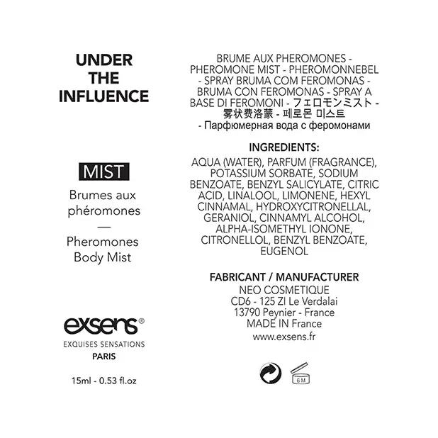 EXSENS of Paris Body Mist with Pheromones - 15 ml Under the Influence - Setting The Mood