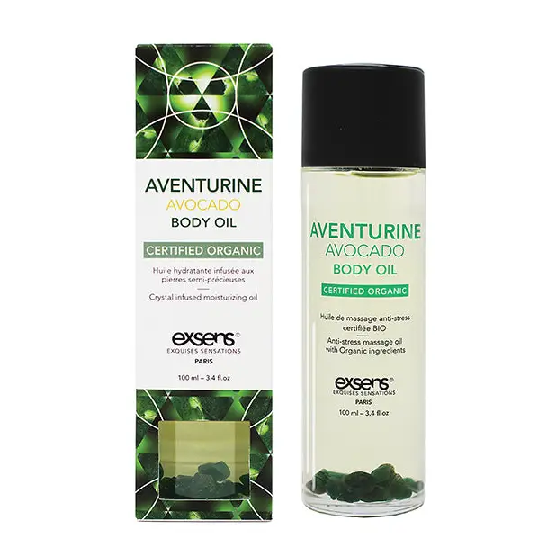 EXSENS of Paris Organic Body Oil w/Stones - Adventurine Avocado 100 ml - Lubricants