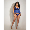 Eyelash Lace & Mesh Underwire Camidoll w/Panty Blue 1X/2X - Lingerie - Plus/Queen - Hanging