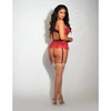 Eyelash Lace Underwire Bra Garter Skirt & G-String Red 1X/2X - Lingerie - Plus/Queen - Hanging