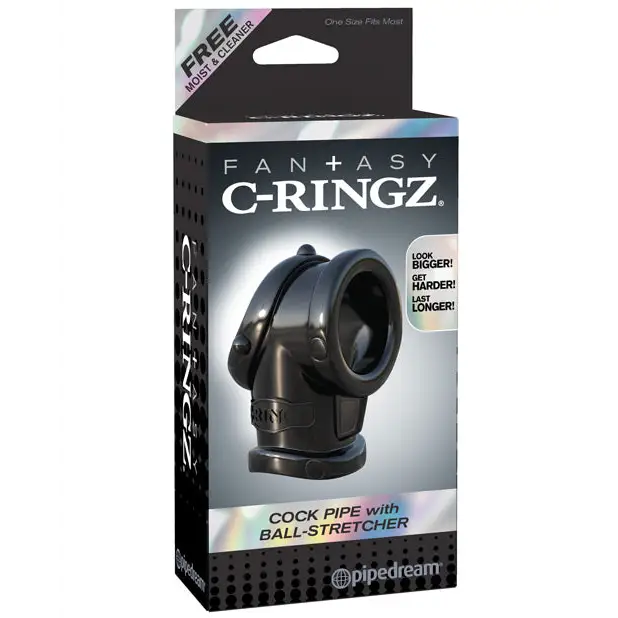 Fantasy C-Ringz Cock Pipe w/Ball Stretcher - Black - Penis Enhancement