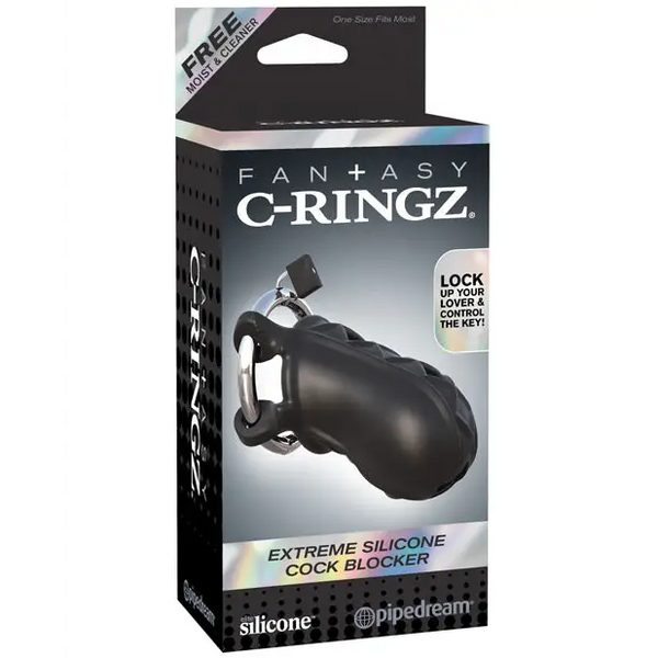 Fantasy C-Ringz Extreme Silicone Cock Blocker - Black - Bondage Blindfolds & Restraints