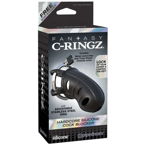 Fantasy C-Ringz Hardcore Silicone Cock Blocker - Black - Bondage Blindfolds & Restraints