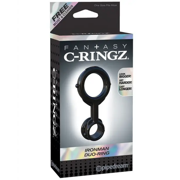 Fantasy C Ringz Ironman Duo Ring - Black - Penis Enhancement
