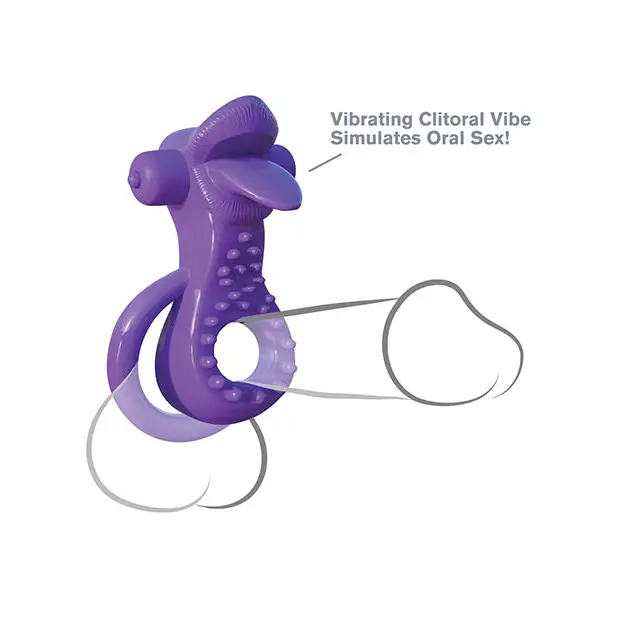 Fantasy C-Ringz Lovely Licks Couples Ring - Purple - Penis Enhancement